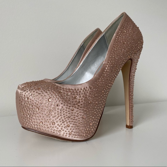 Paprika | Pink Rhinestone Studded Stiletto Heels - Picture 5 of 11